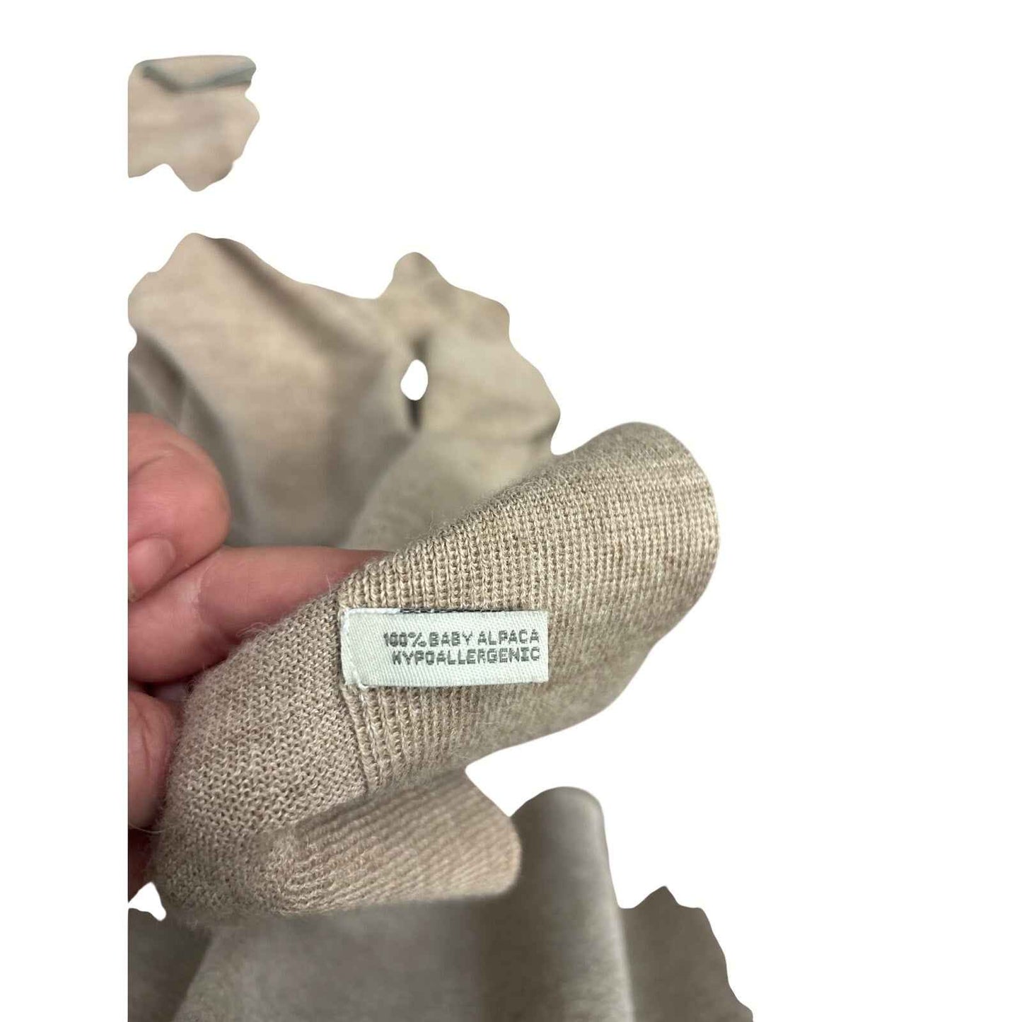 Alicia Adams Alpaca Beige Poncho Style Crew Neck Knit Sweater Sz OS