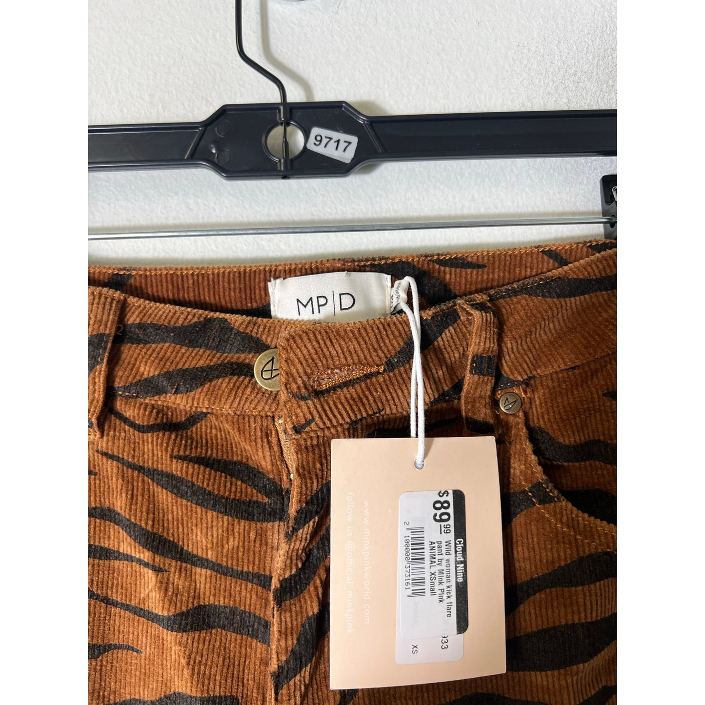 Mink Pink Brown Wild Woman Kick Flare Corduroy Pants Sz XS