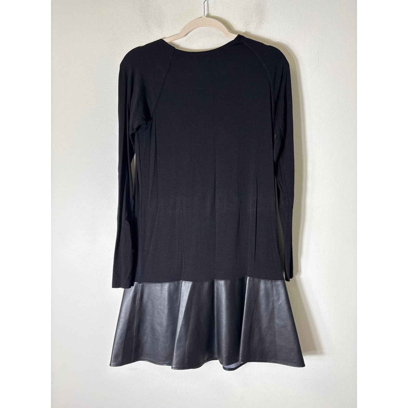 Bailey/44 Black Long Sleeve Mixed Media Knee Length Dress Sz M