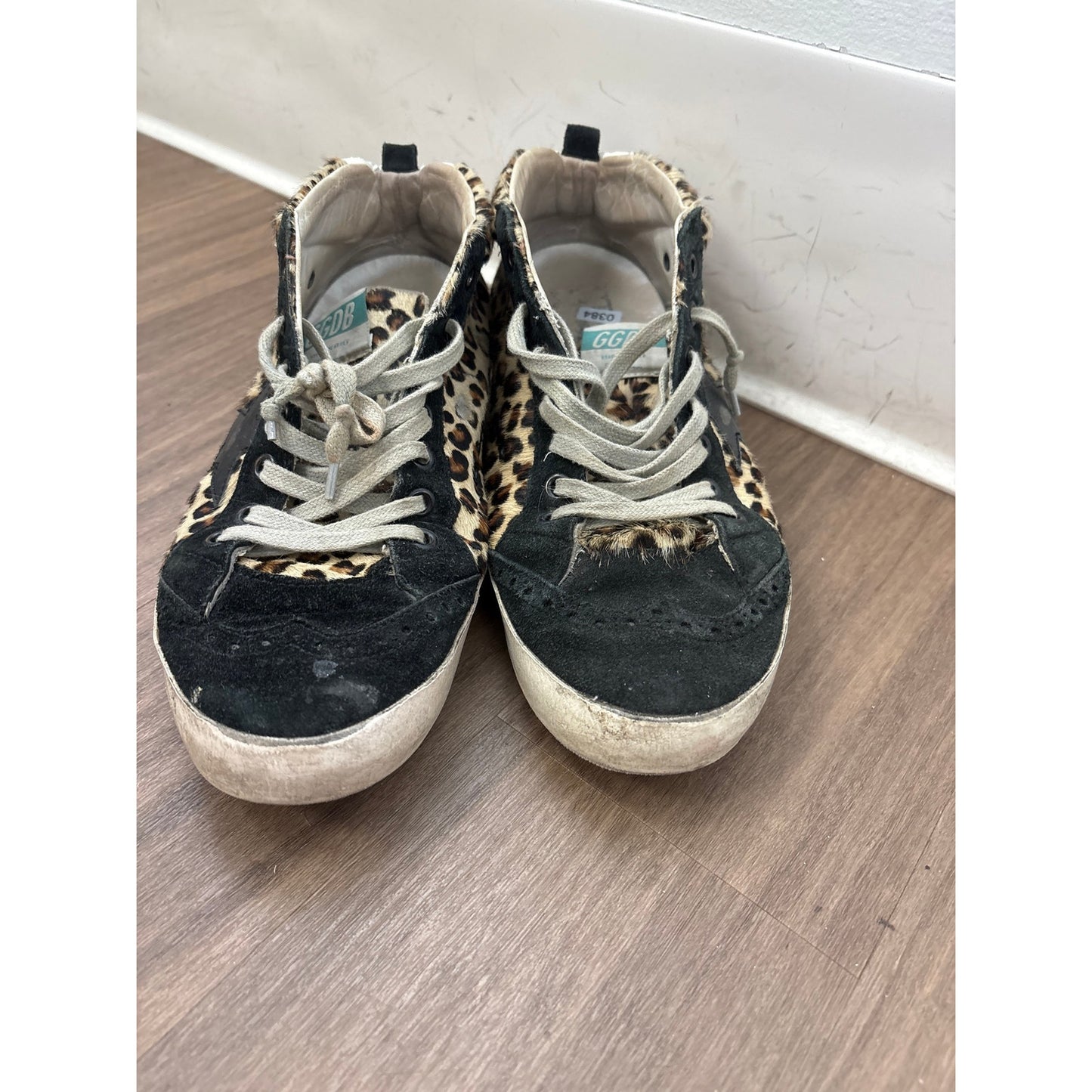 Golden Goose Cheeta Print Black Star Tennis Shoes Sz 40