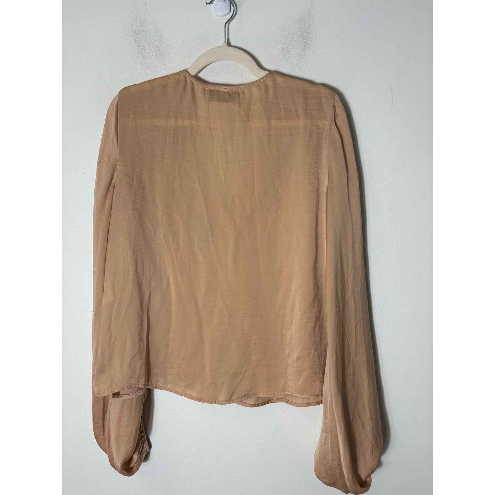 NWT Luminary Gold Long Puff Sleeve V-Neck Blouse Sz M