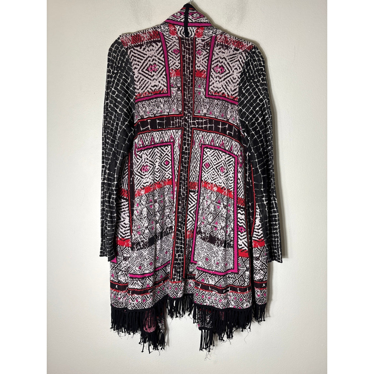 ZOZO Pink, Red, and Blake Printed Sweatshirt Open Cardigan Sz M