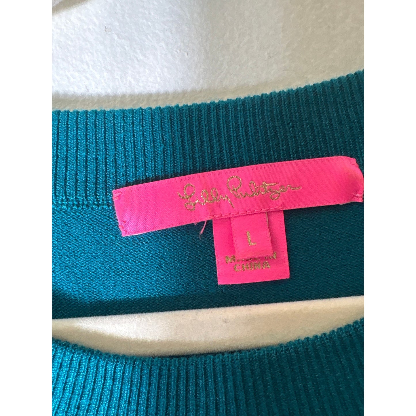 Lill Pulitzer Emerald Green Long Sleeve Sweater Sz L