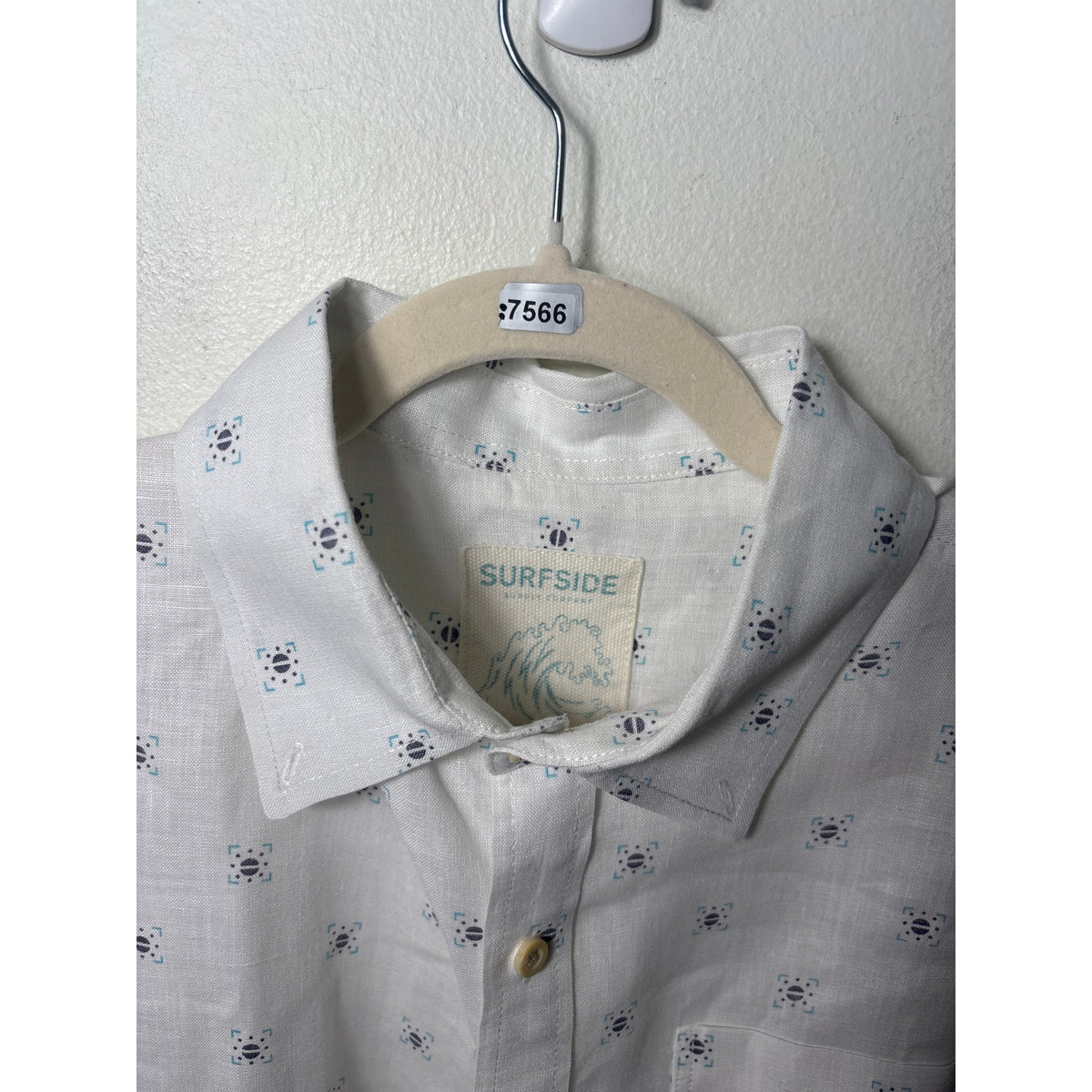 Men's Surfside White and Blue Linen Shirt Sz M