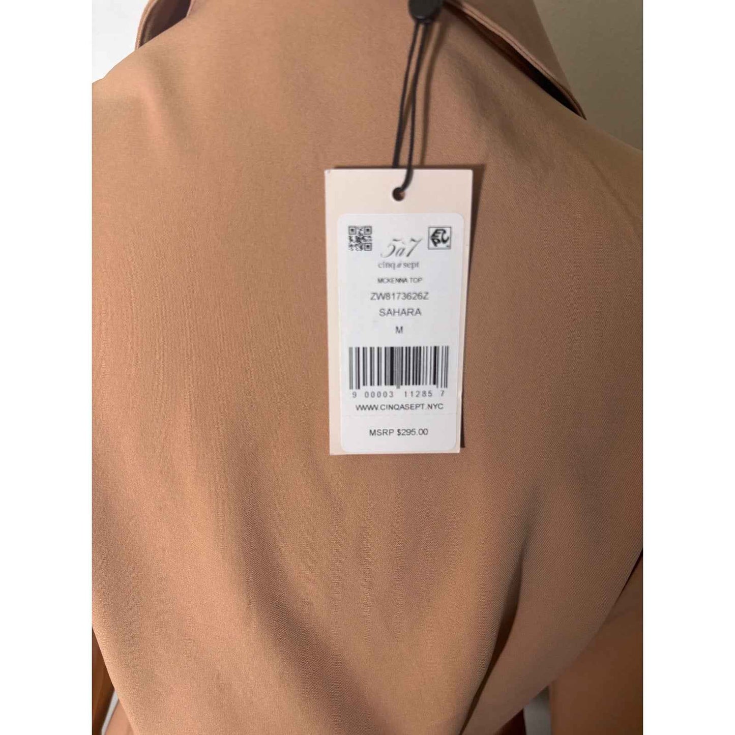 NWT Cinq a Sept Caramel Long Sleeve V-Neck Collared Twist Top Sz M