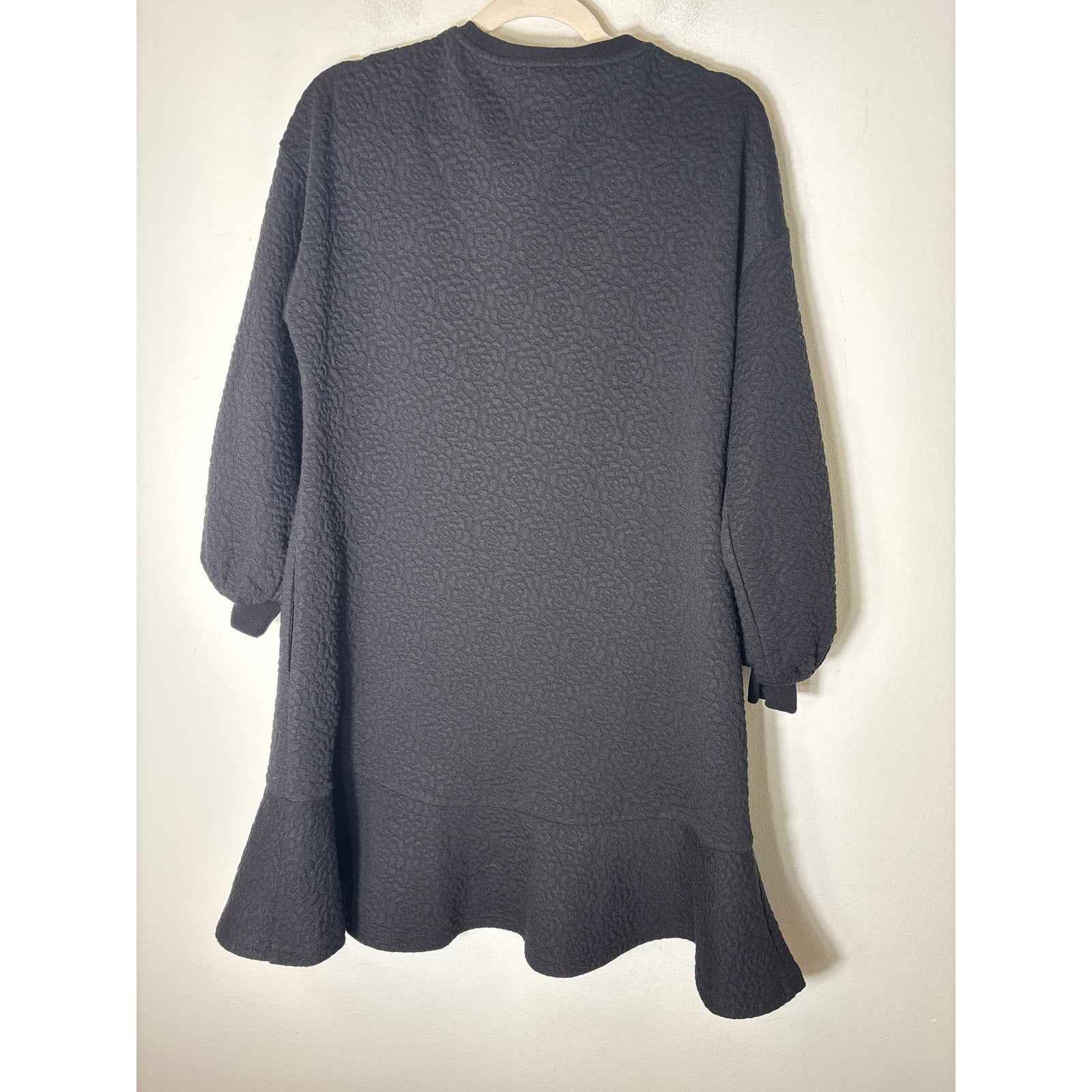 Mare Mare Black long Puff Sleeve Textured Mini Dress Sz XS