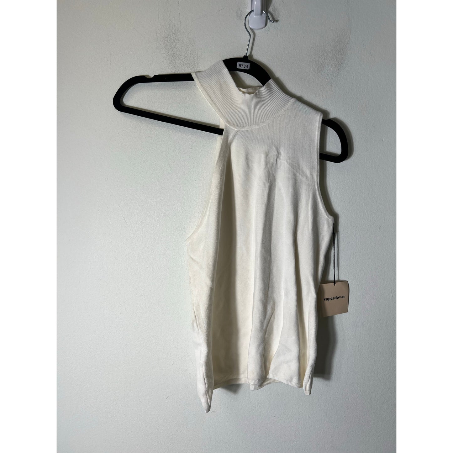 NWT Superdown Off White One Shoulder Mock Neck Sweater Sz M