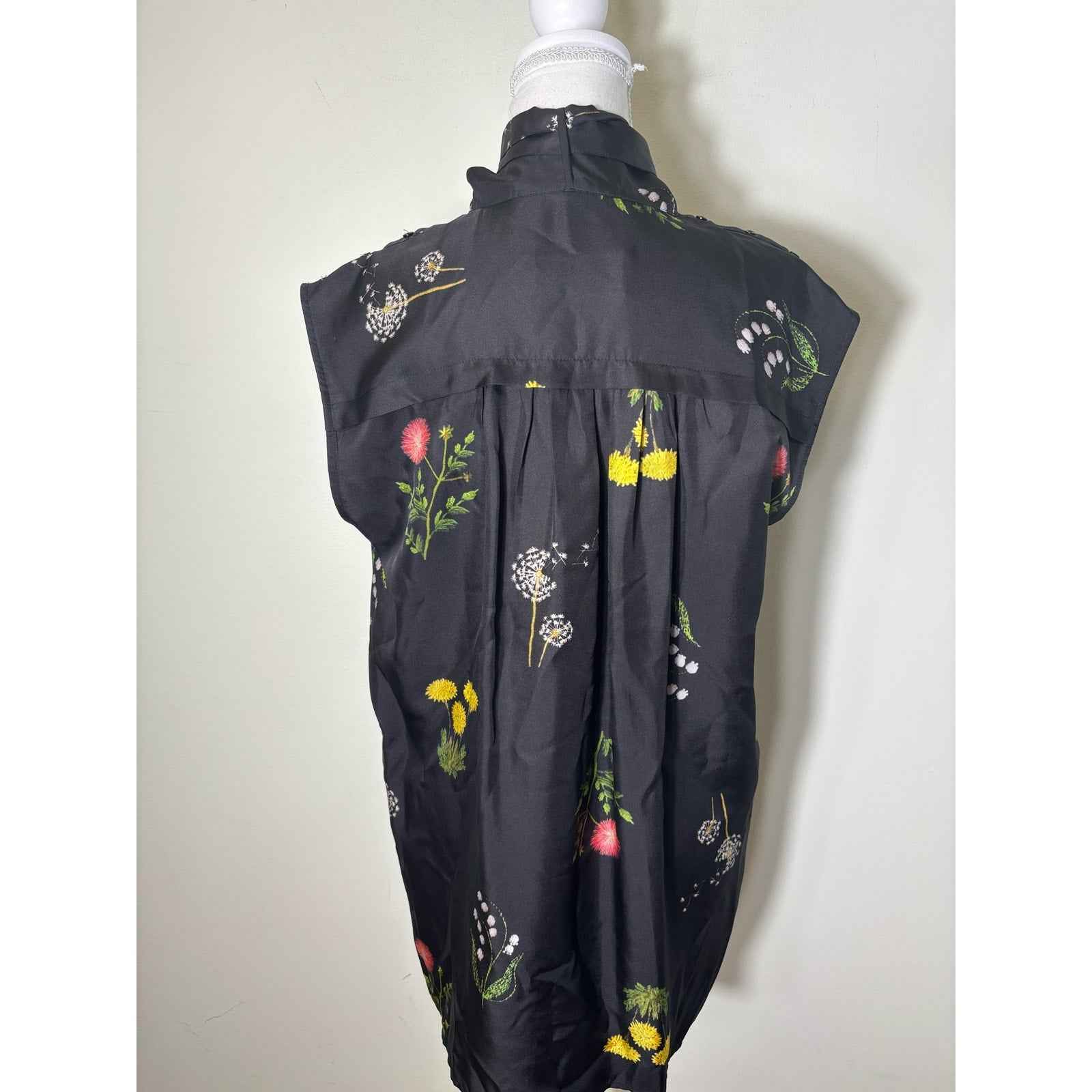 Oroton Black Wildflower Blouse Sz 10