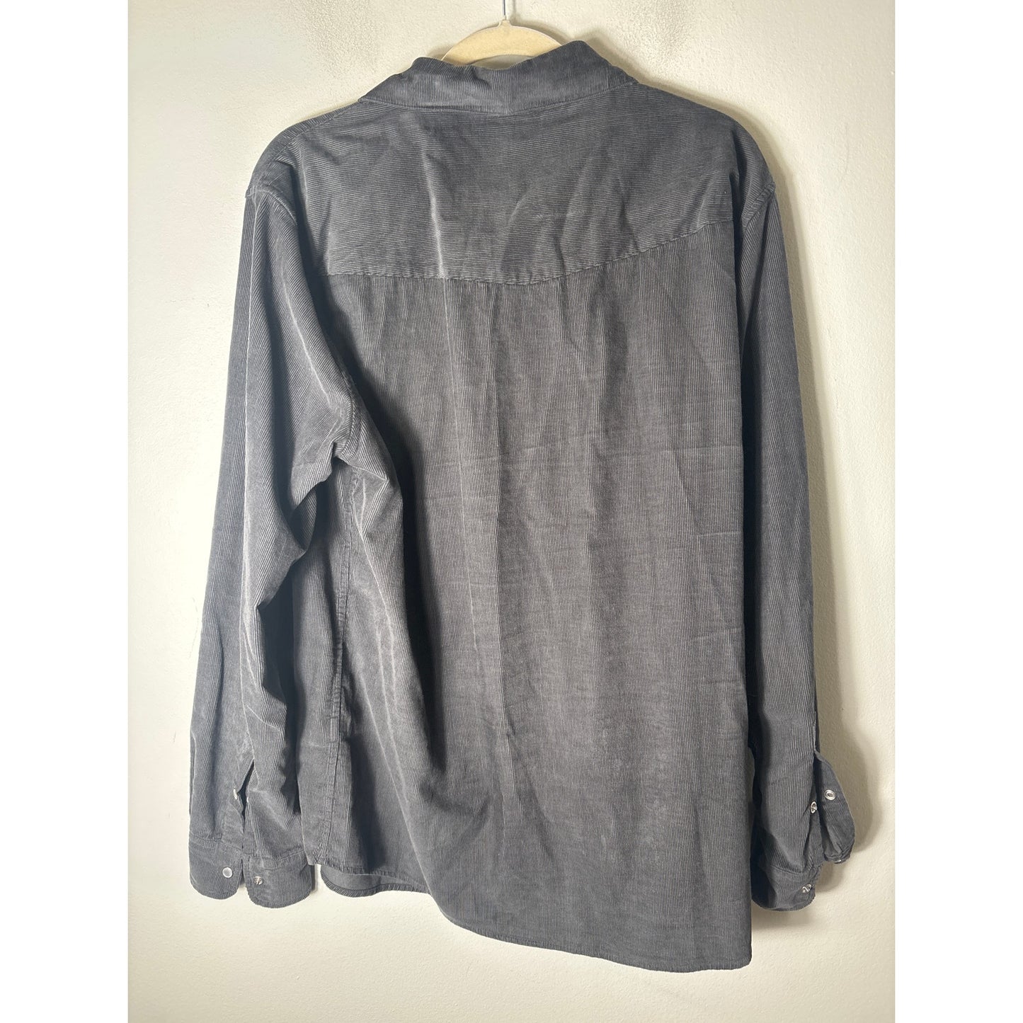 Mens Criquet Gray Long Sleeve Cord Pearl Snap UP Shirt Sz XL