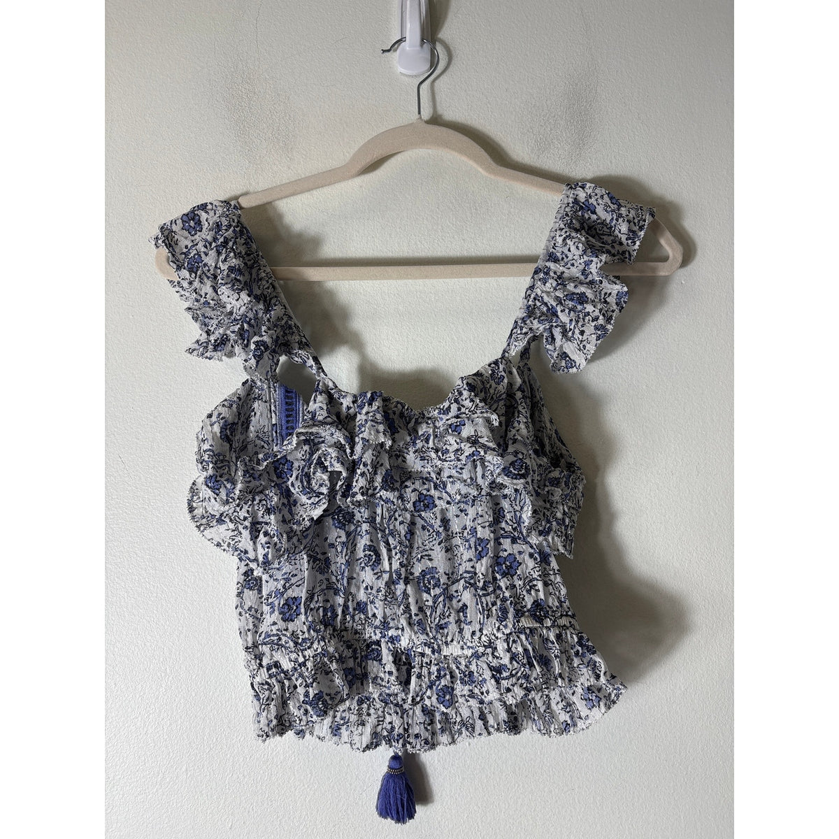 Saylor White Lavender Smocked Mini Skirt Set Sz xs