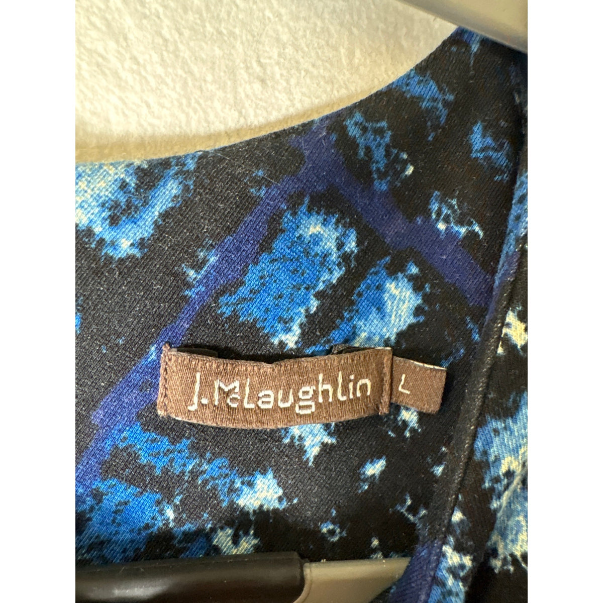 J.McLaughlin Blue and Black Sleeveless Shift Dress Sz L