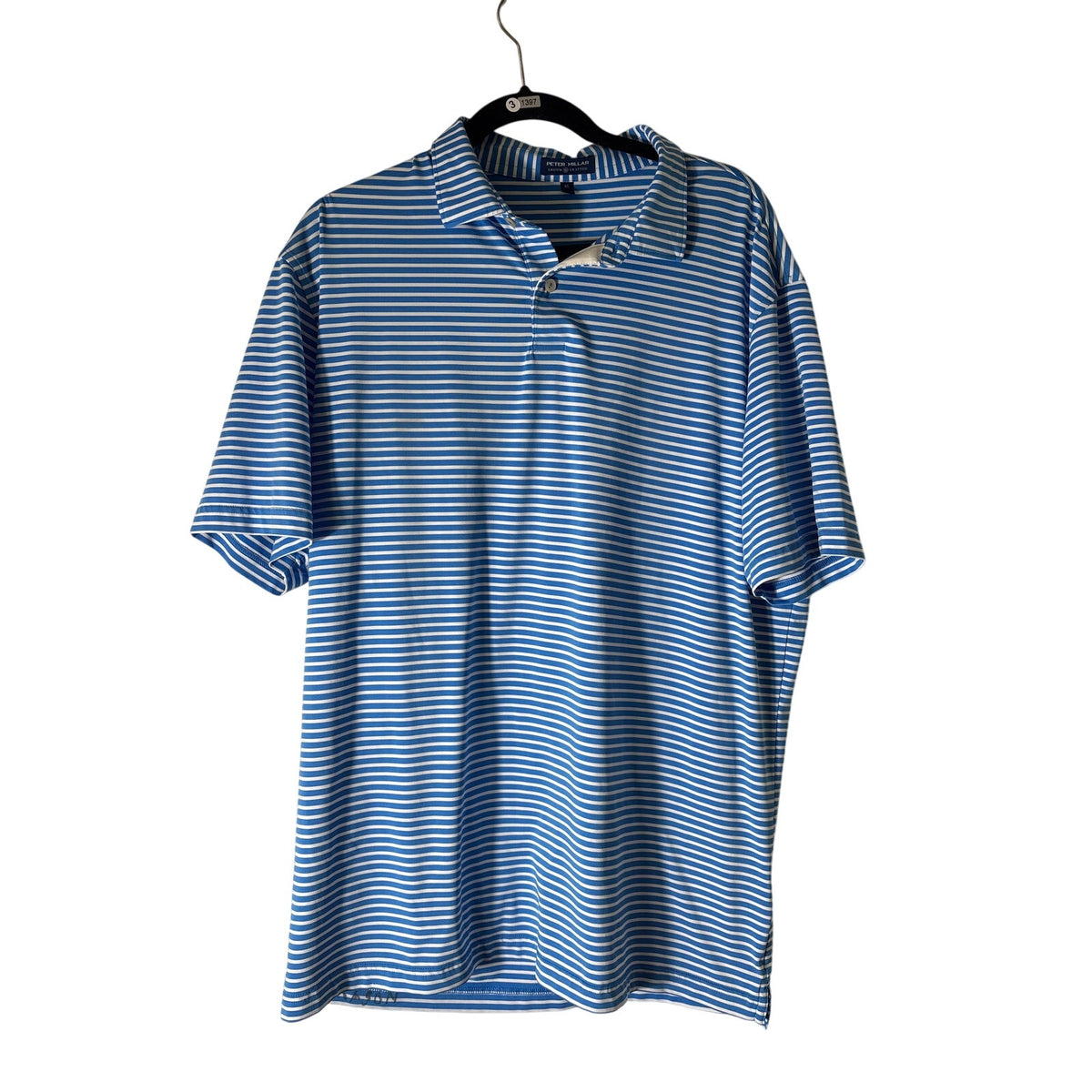 Peter Millar Blue and White Strip Golf Shirt Polo Sz XL