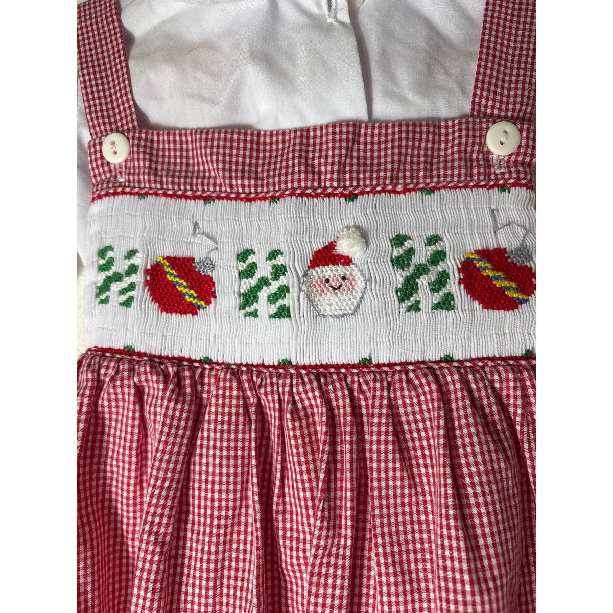 Boys Vintage Kids By Me Red&White Smocked Santa Longalls/White shirt Sz 24m