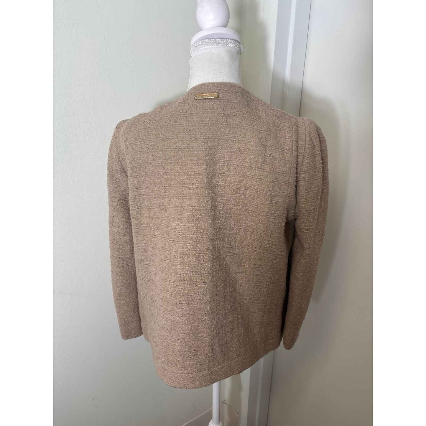 Twin Set Beige Long Sleeve Tweed Jacket Sz XL