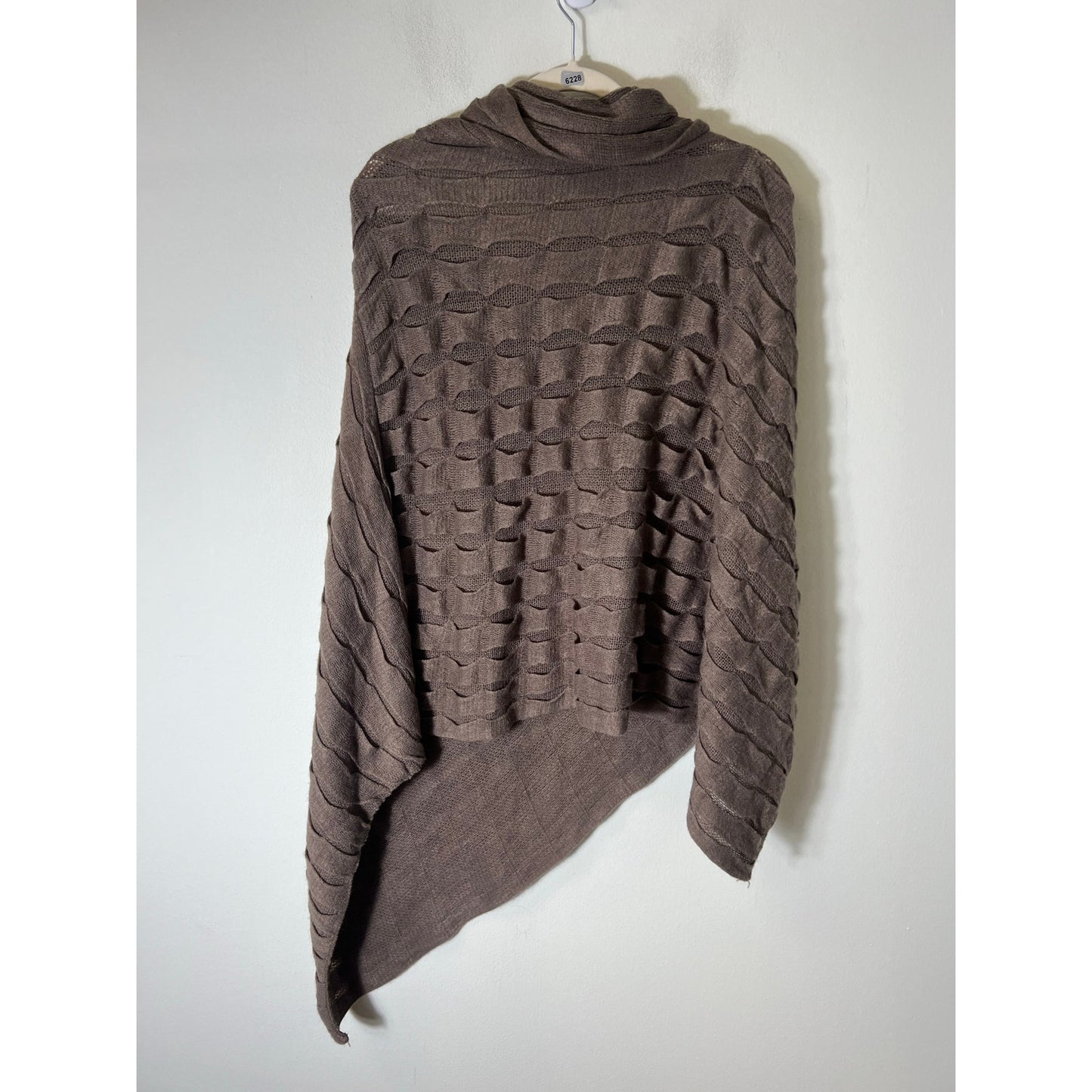 Elle Tian Brown Cowl Neck Poncho Sweater Sz One Size