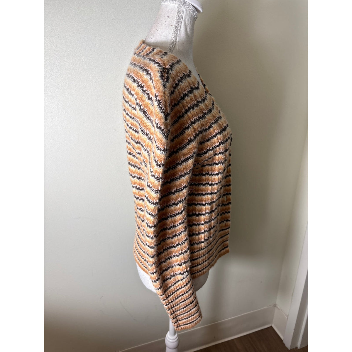 A.L.C. Pink and Tan Stripe V Neck Cardigan Sweater Sz XS