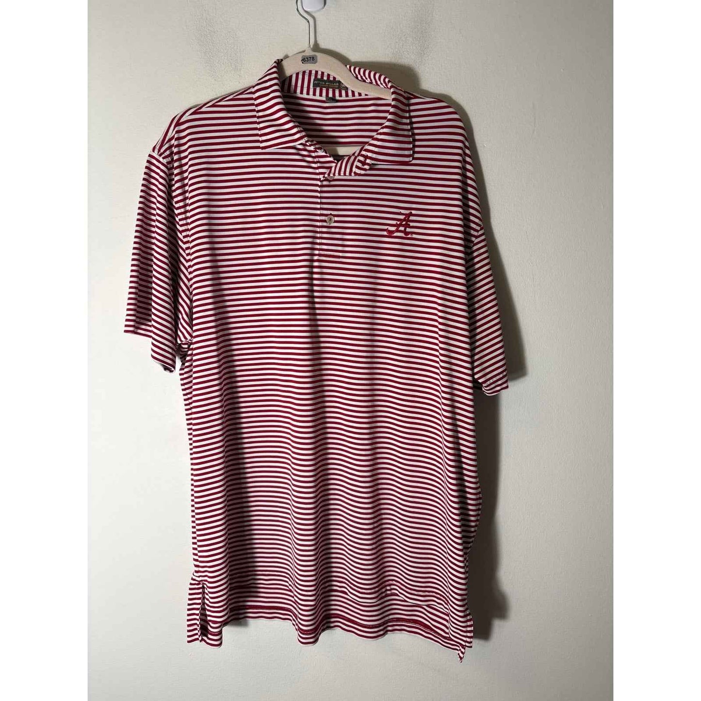 Men's Peter Millar Red and White Striped "A" Golf Shirt Sz XL
