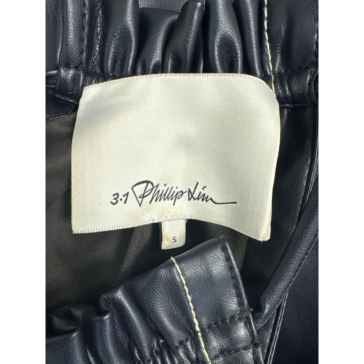 Phillip Lim Navy Faux Leather Top Sz S