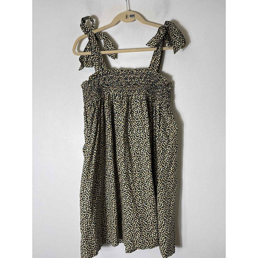 Buru Yellow Mini Flower Tie Shoulder Top/Mini Dress Sz XS/S