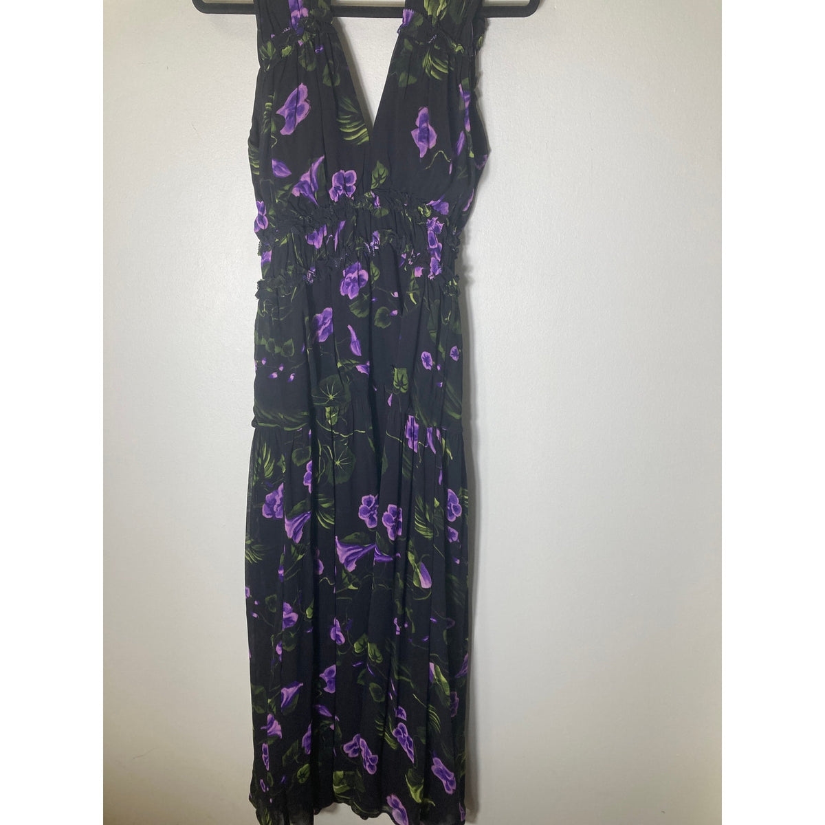 Karina Grimaldi Black Sleeveless Deep V-Neck Maxi Dress Sz M