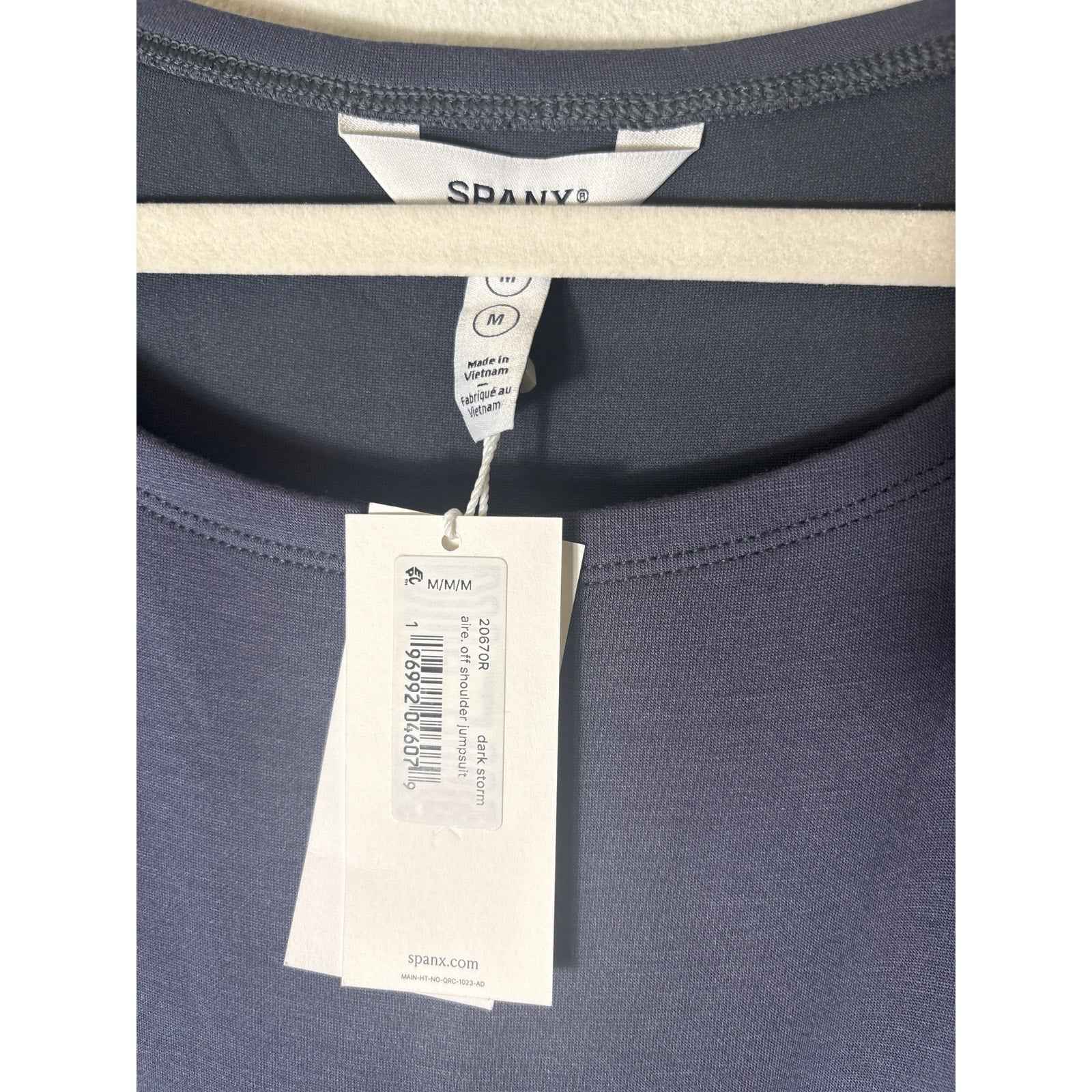 NWT Spanx Aire Off Shoulder Dark Storm Jumpsuit Sz M