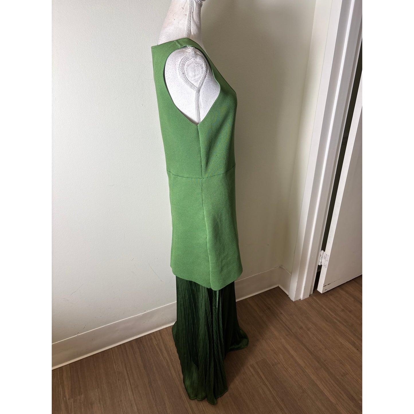 NWOT Zara Green Mixed Media Sleeveless Maxi Dress Sz L