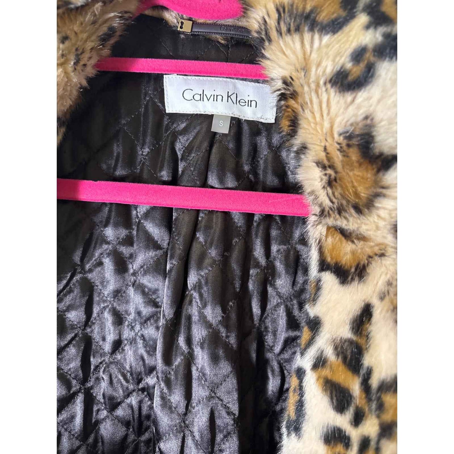 Calvin Klein Leopard Fur Coat Sz S