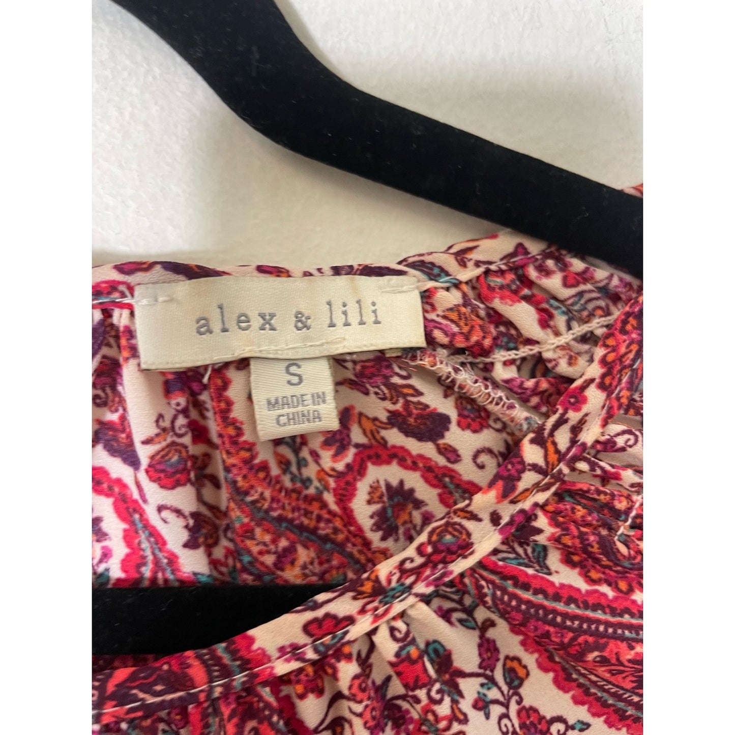Alex And Lili White/Red Paisley Shirt Sz S