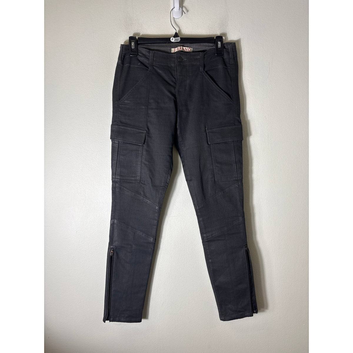 J Brand Gray Coated Cargo Pants Sz 27