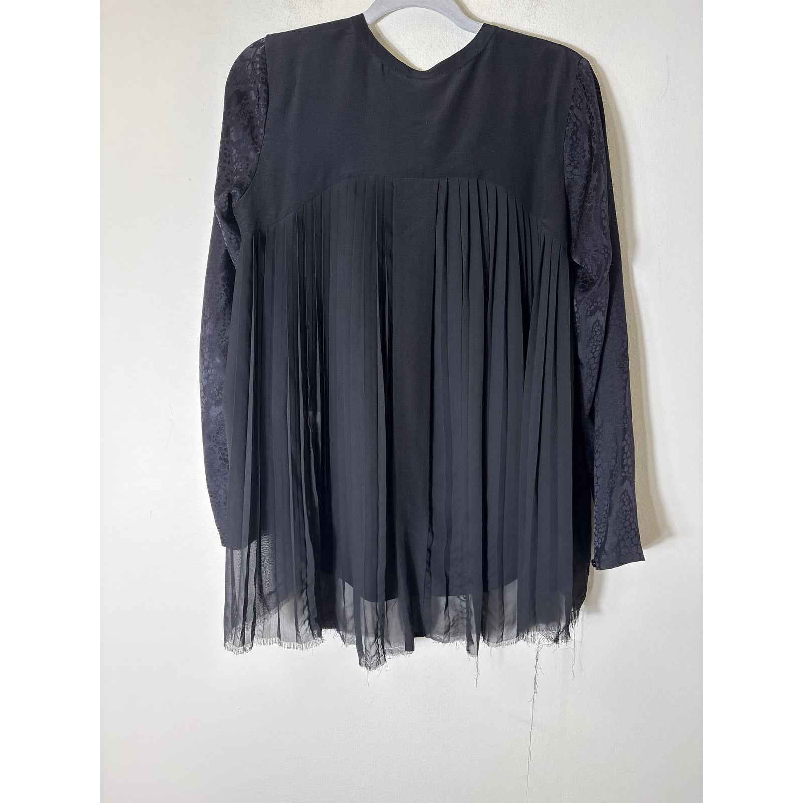 Rebecca Taylor Black Snake Skin Long Sleeve Silk Shirt Sz 6