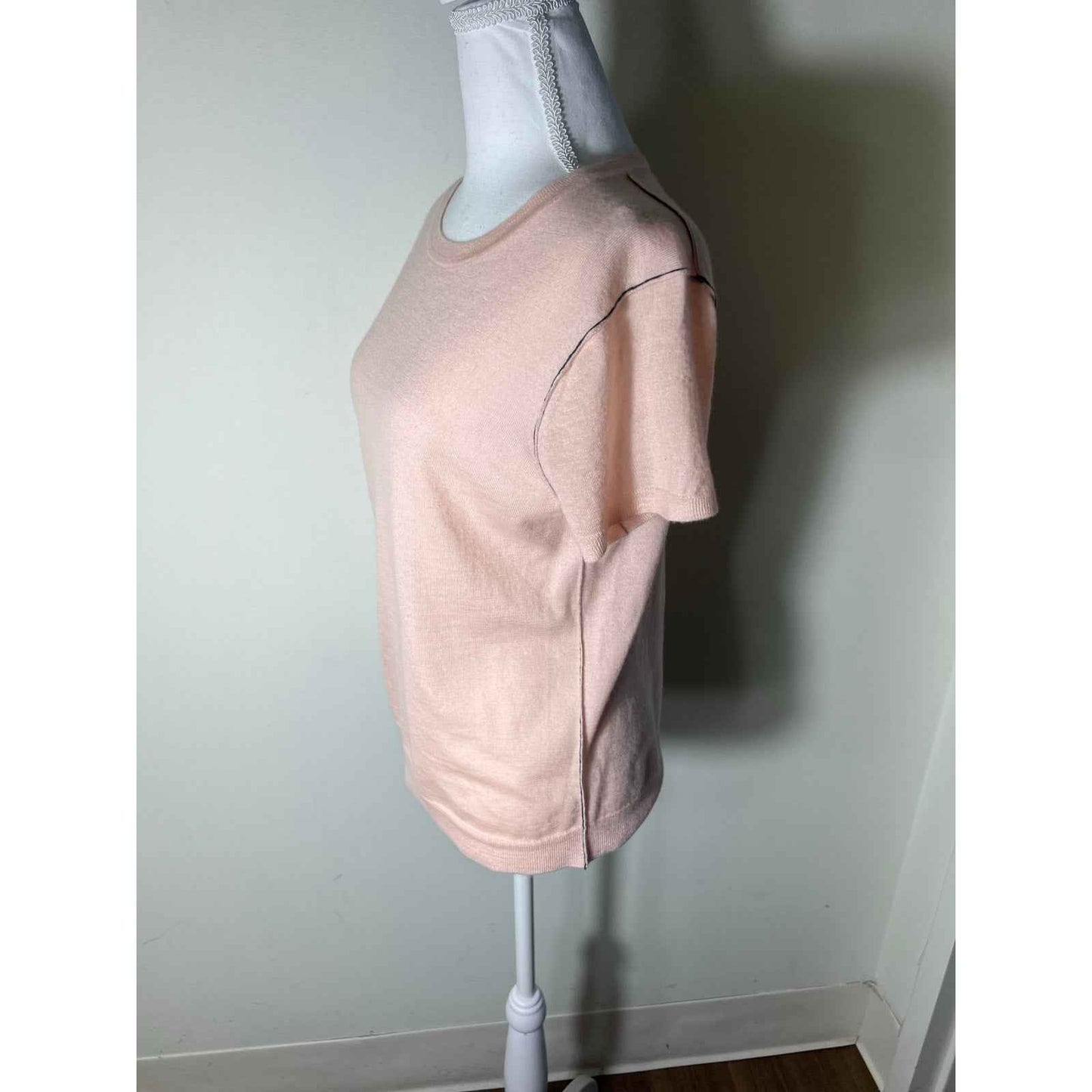 Paychi Guh Pink Cashmere Short Sleeve Knit Shirts Sz M