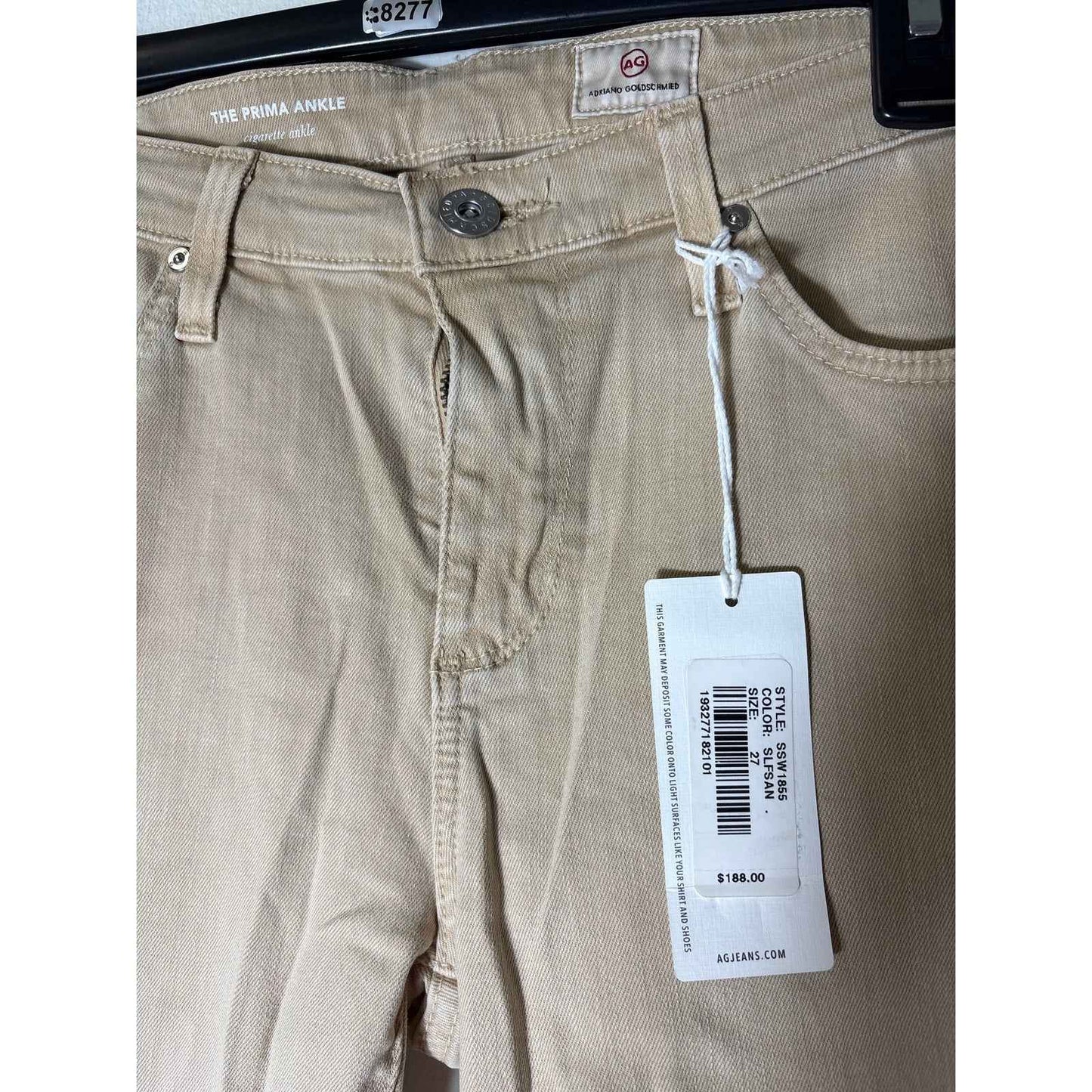 NWT AG Taupe The Prima Ankle Cigarette Jeans Sz 27