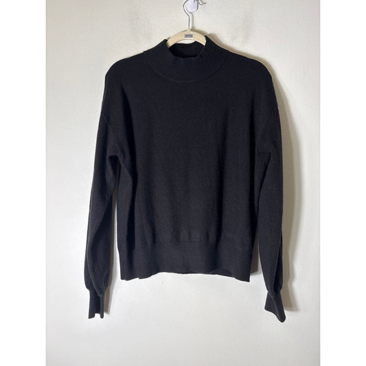 The Drop Black Long Sleeve Mock Neck V-Back Sweater Sz L