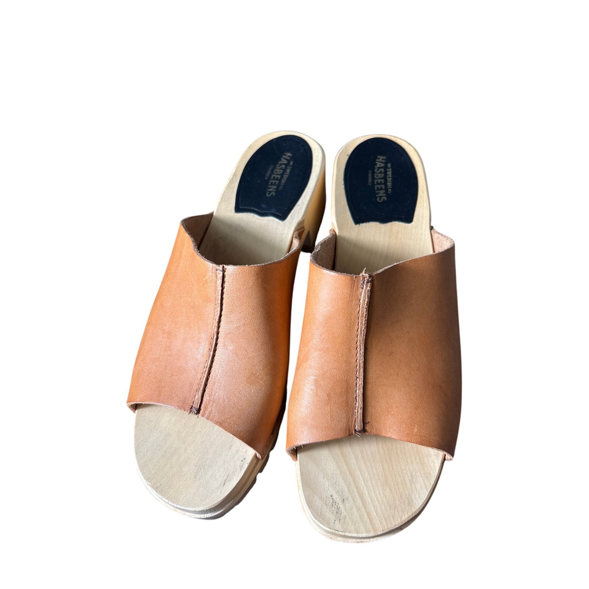 Hasbeens Swedish Wooden Sole Leather Sandal Sz 39 (8.5)