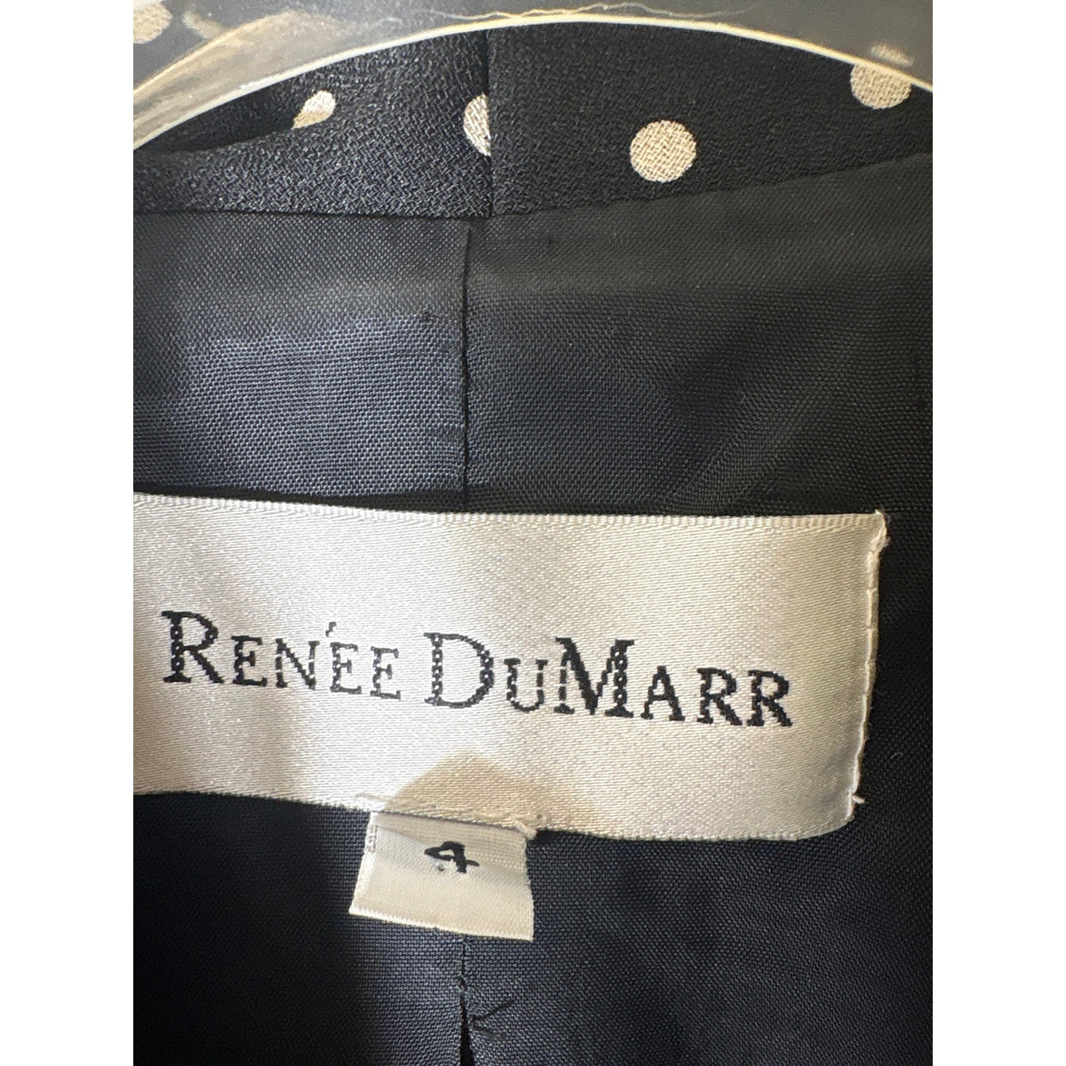 Renee DuMarr Black&White Polka Dot Blazer and Skirt Suit Set Sz 4