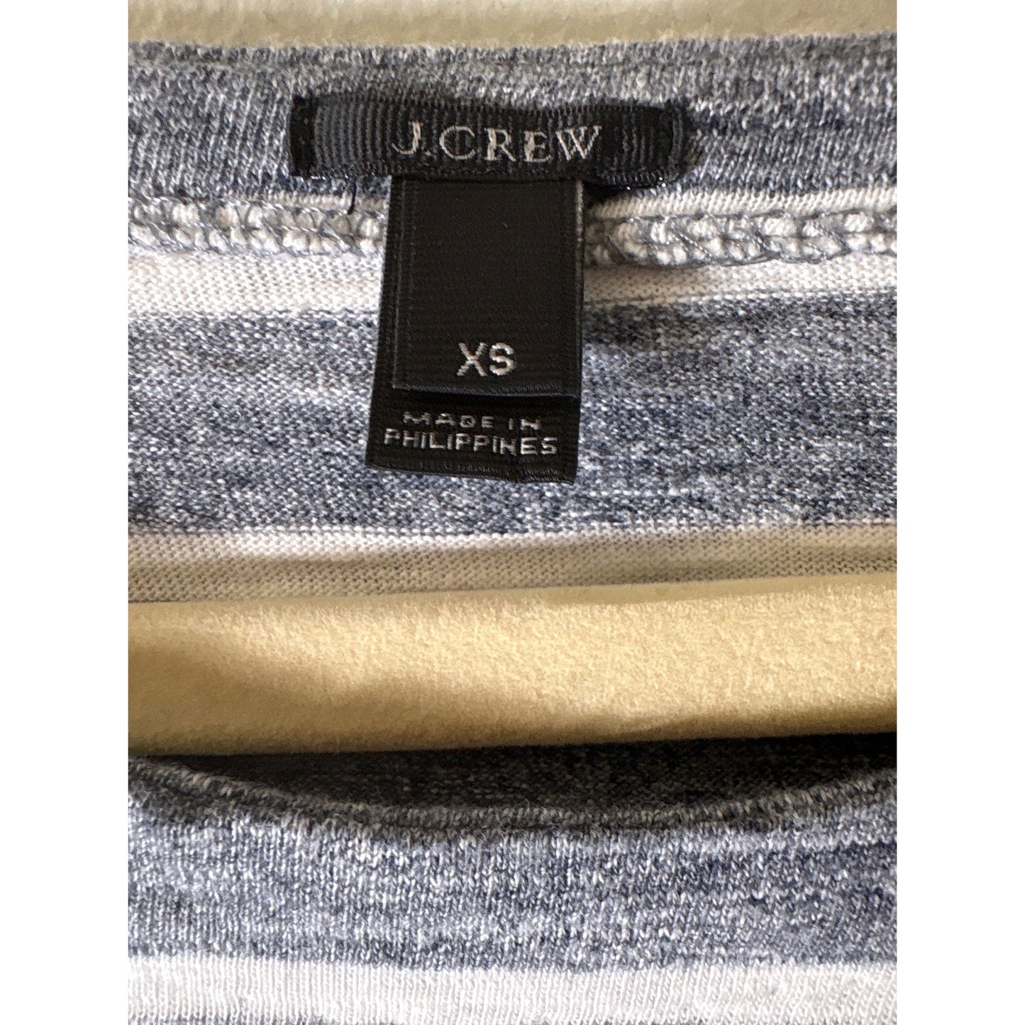J.Crew Gray and White Boat Neck Tee Sz XS