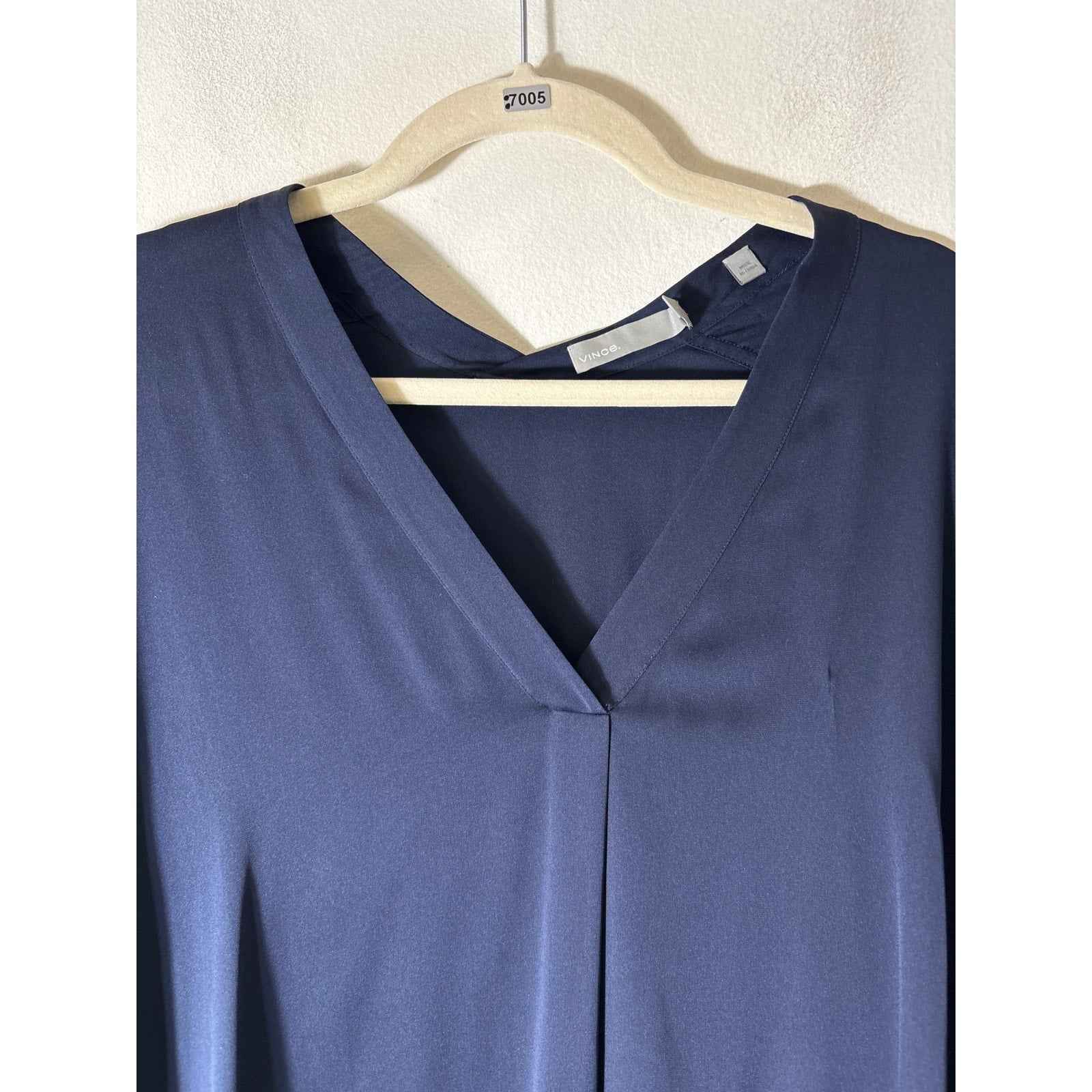 Vince Dark Navy Long Sleeve Silk Tunic sz 10