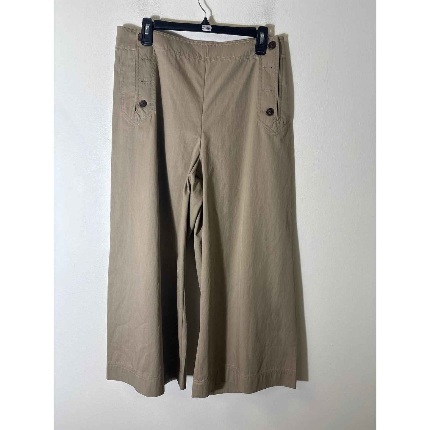 Lafayette 148 Khaki Flat Front Sailor Style Wide Leg Pants Sz 14
