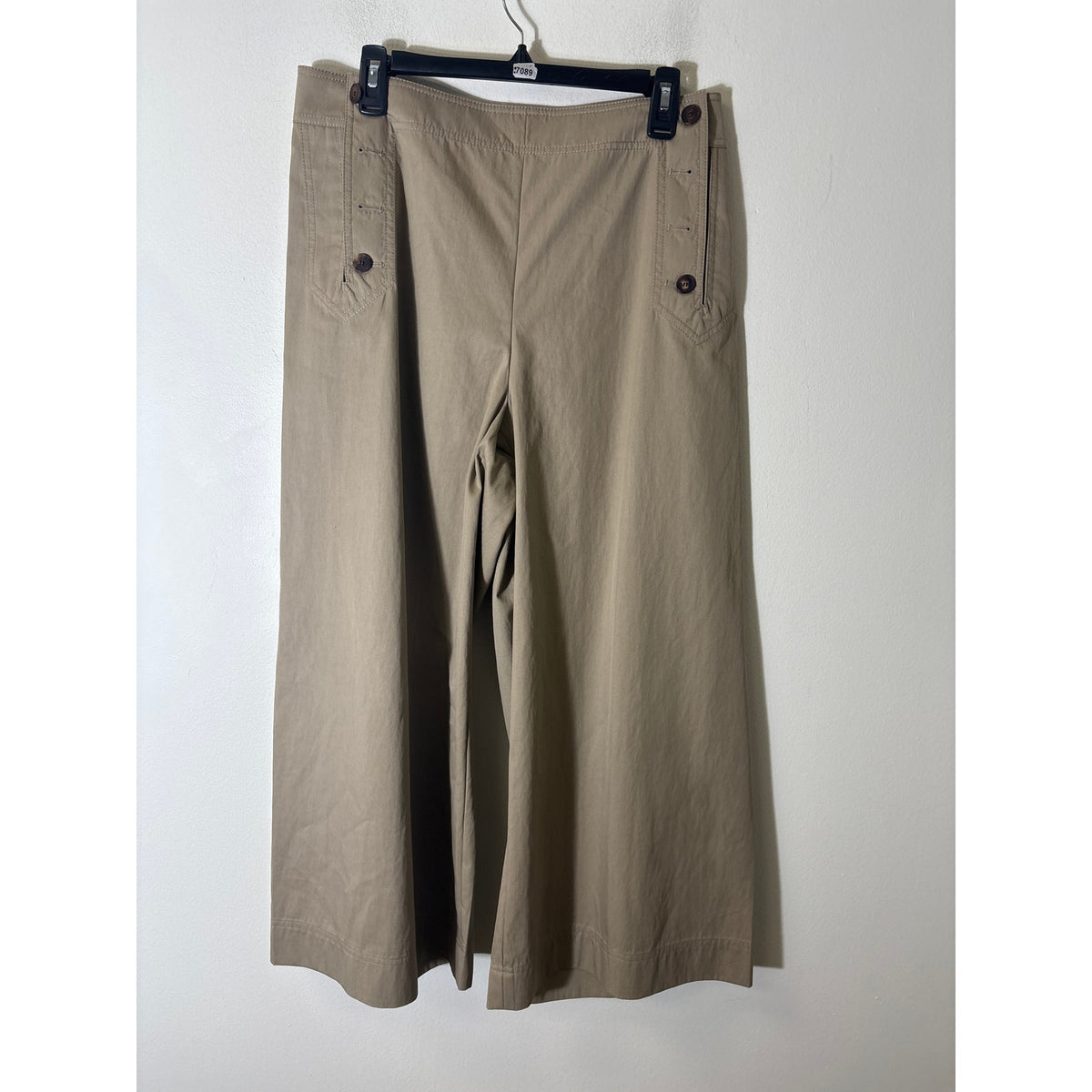 Lafayette 148 Khaki Flat Front Sailor Style Wide Leg Pants Sz 14