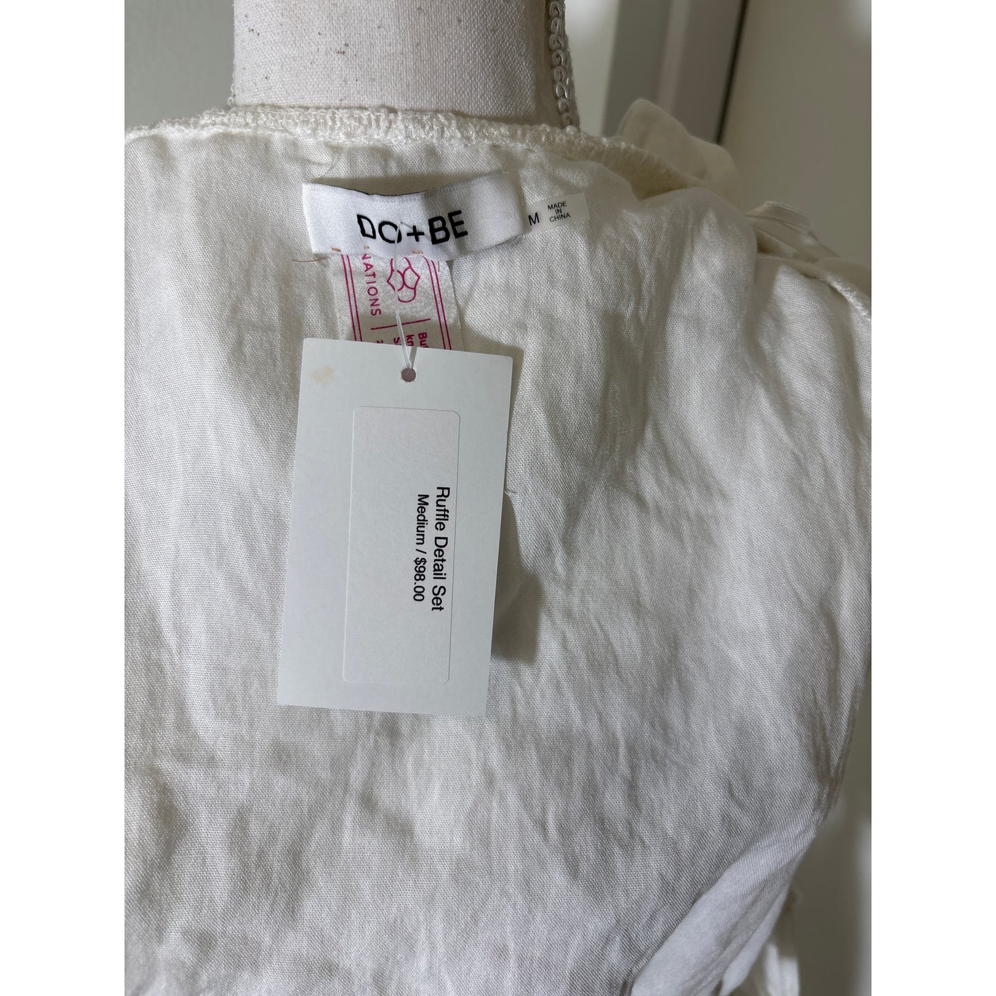 NWT Do+Be White Ruffle Top and Skort Sz M