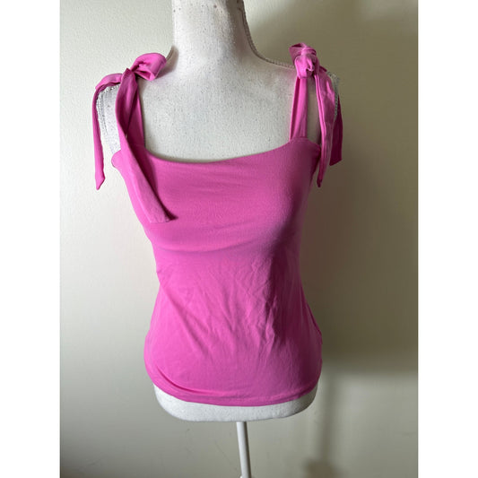 Susana Monaco Pink Shoulder Tie Top Sz S