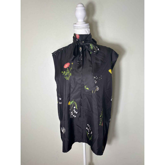 Oroton Black Wildflower Blouse Sz 10