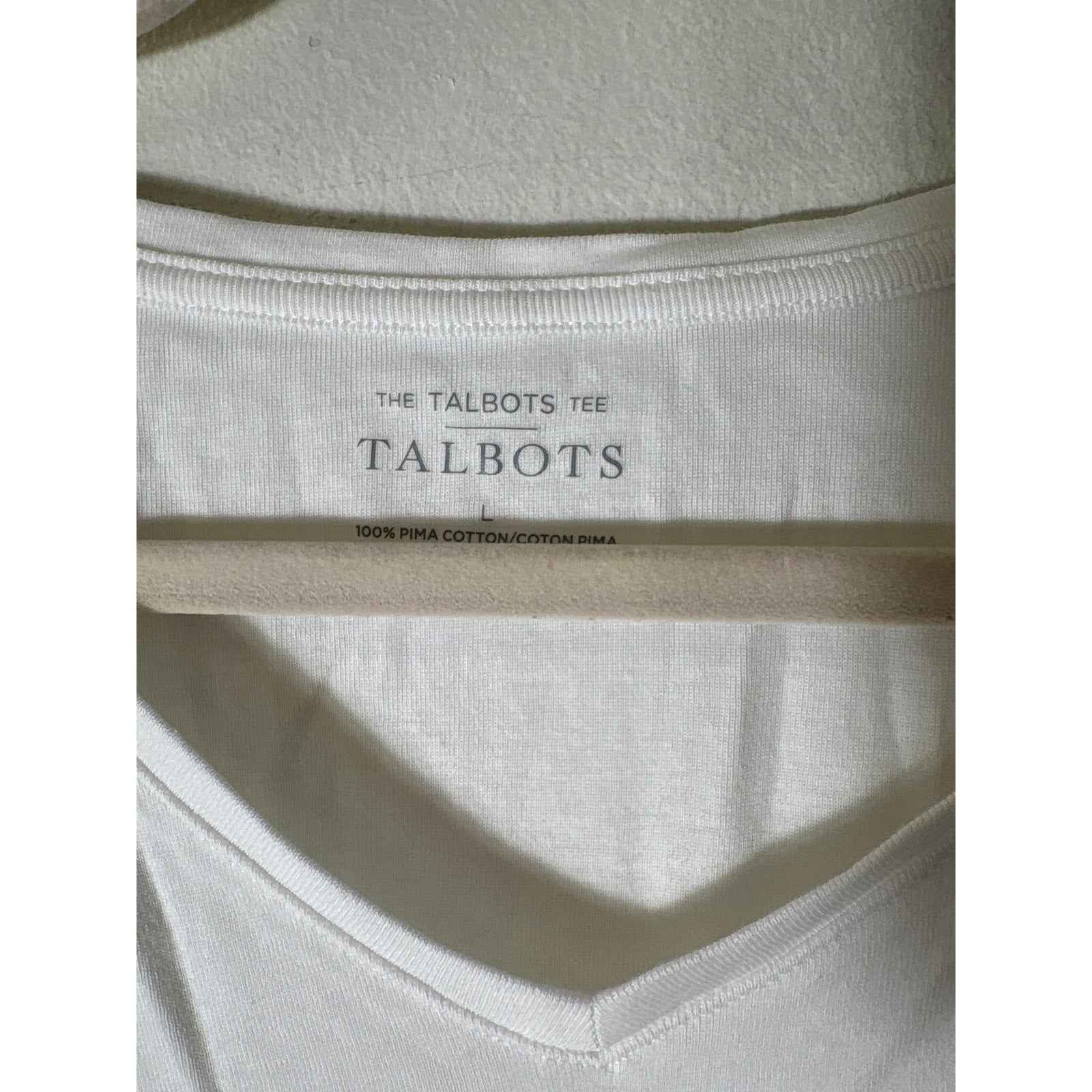 Talbots Half Sleeve V-Neck Cotton Tee Shirt Sz L