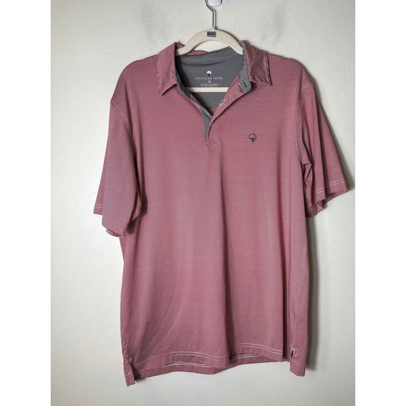 Mens Southern Shirt Red White Stripe Short Sleeve Golf Shirt Sz M