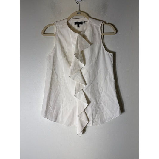 Theory White Sleeveless Cotton Ruffle Top Sz P