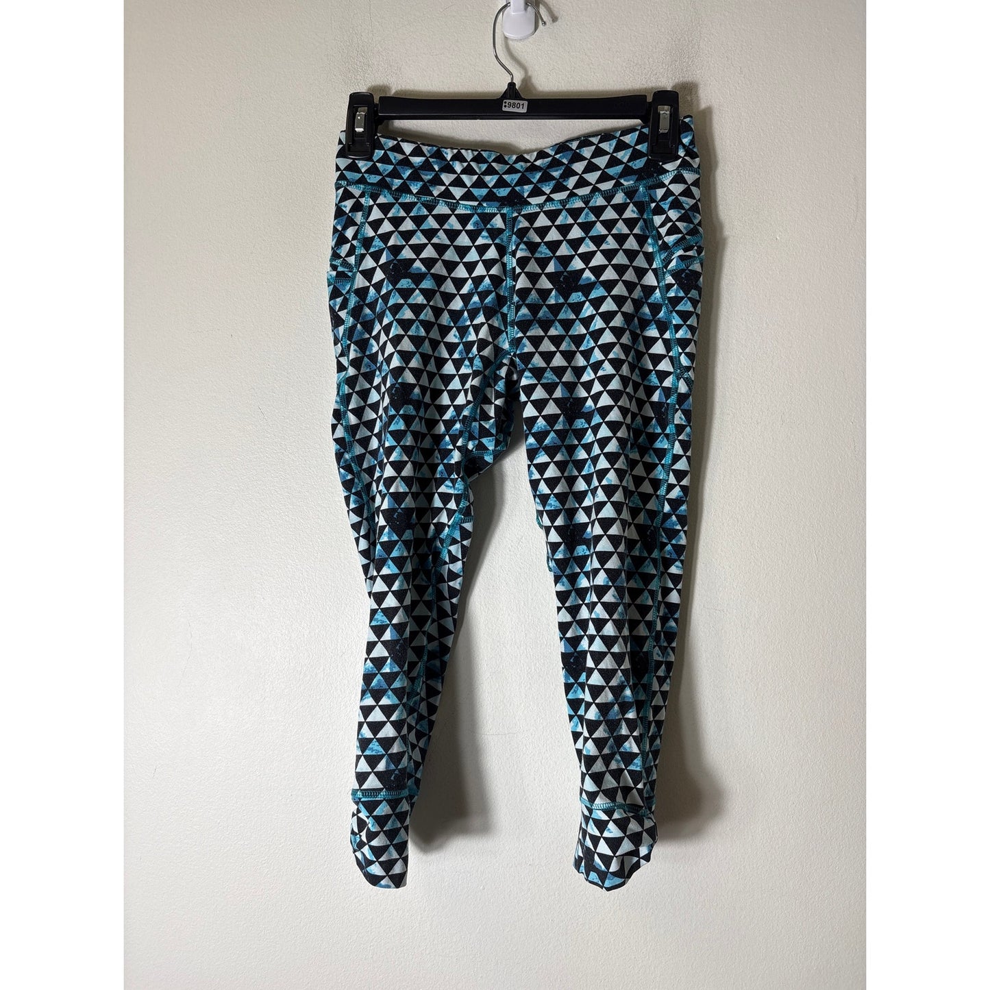 Tasc Blue Black Athletic Mid Calf Leggings Sz M