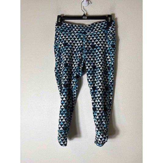 Tasc Blue Black Athletic Mid Calf Leggings Sz M