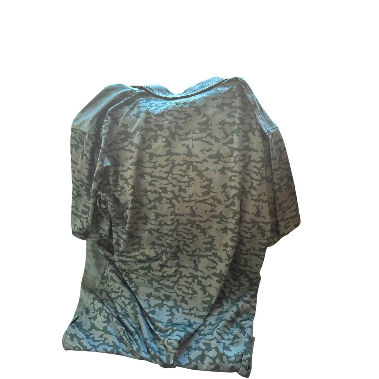 Men's Peter Millar Dark Green Camo Short Sleeve Spartan Shirt Sz XL