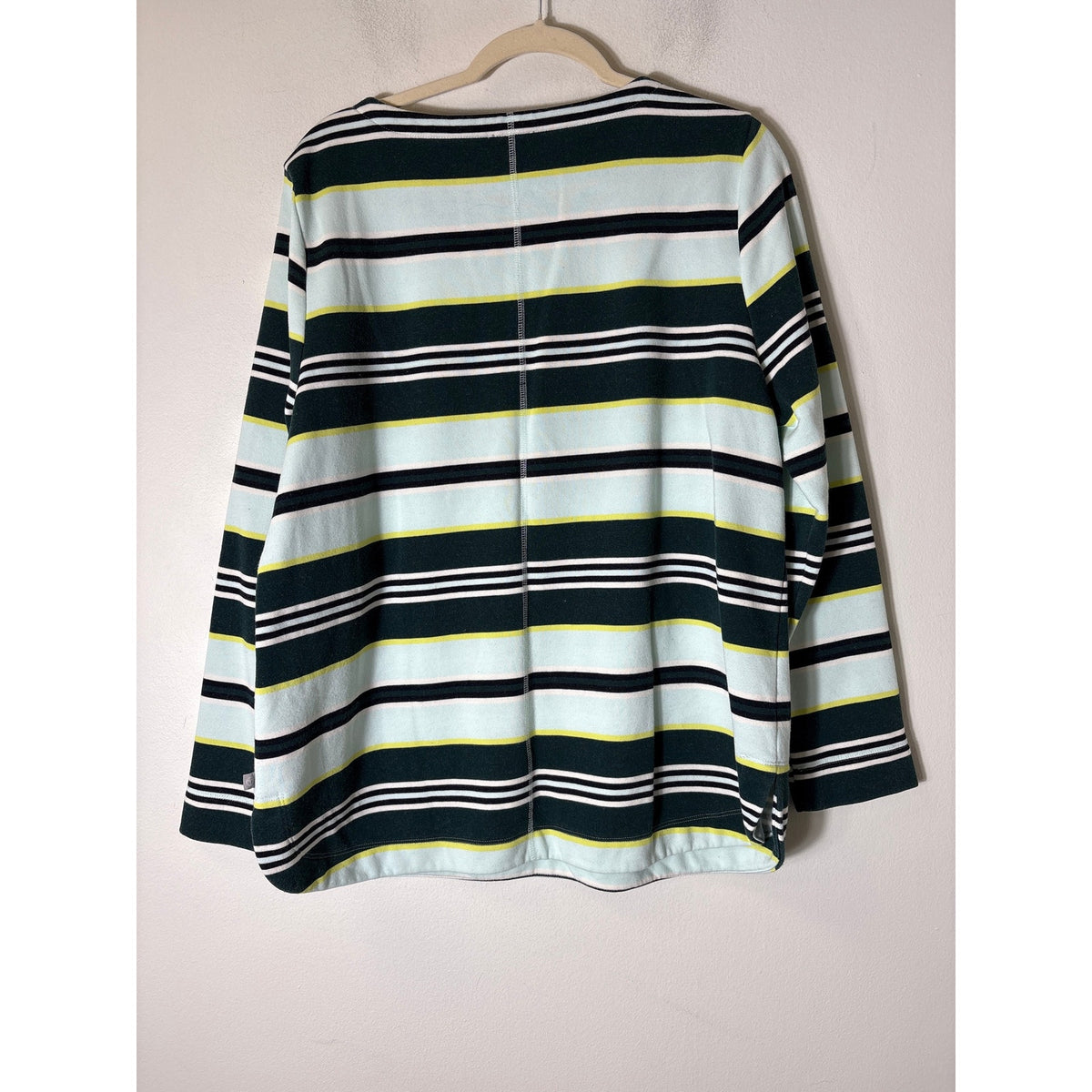 Talbots Green Striped Boatneck Sweatshirt Sz XL