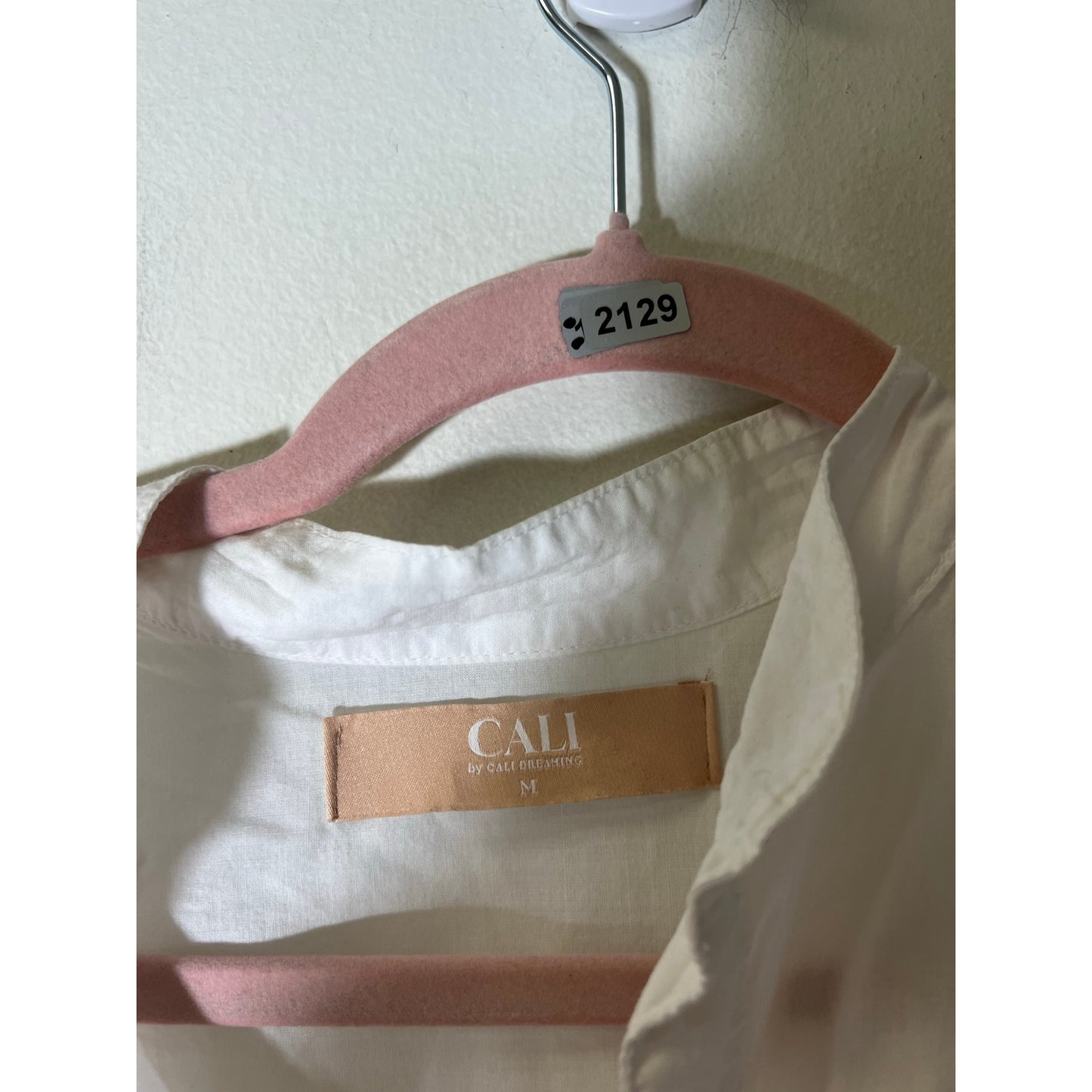 Cali by Cali Dreaming White Short Sleeve Cropped Button Up Cotton Shirt Sz M
